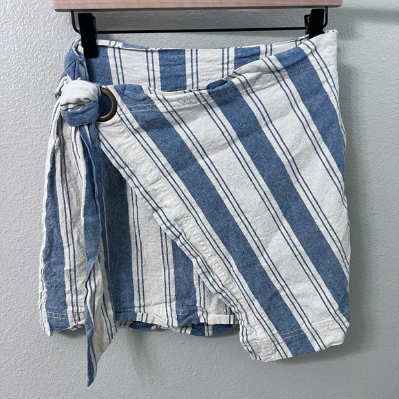 Free People Tuscan Sunrise Mini Striped Skirt, Blue Canvas Combo, Size 8 - Picture 2 of 7